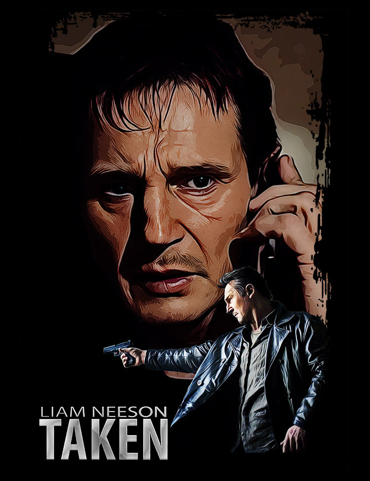 Bold and striking Liam Neeson Taken t-shirt design