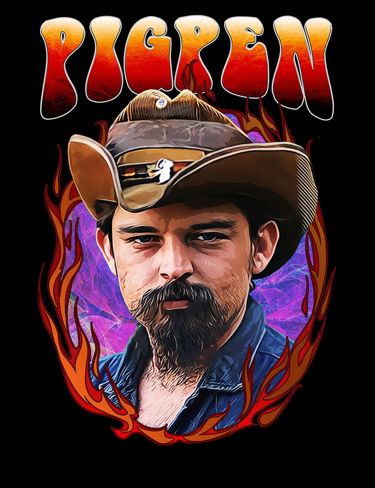 Pigpen t-shirt featuring an iconic graphic of the legendary Grateful Dead musician.