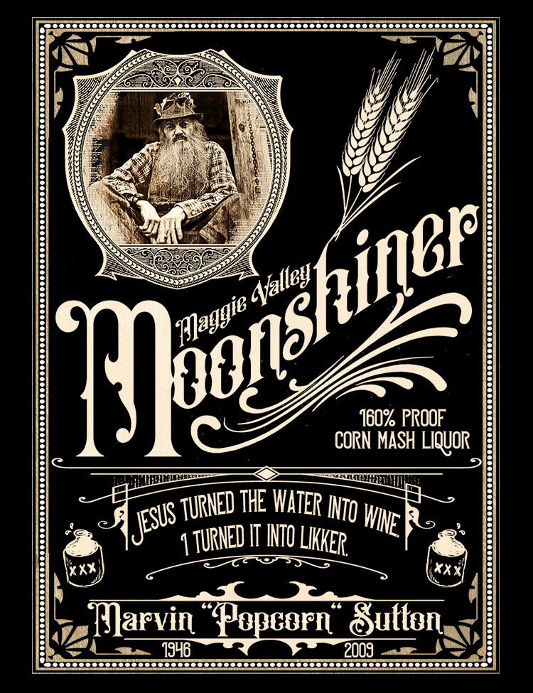 Marvin Popcorn Sutton Moonshiner TShirt Hellwood Outfitters