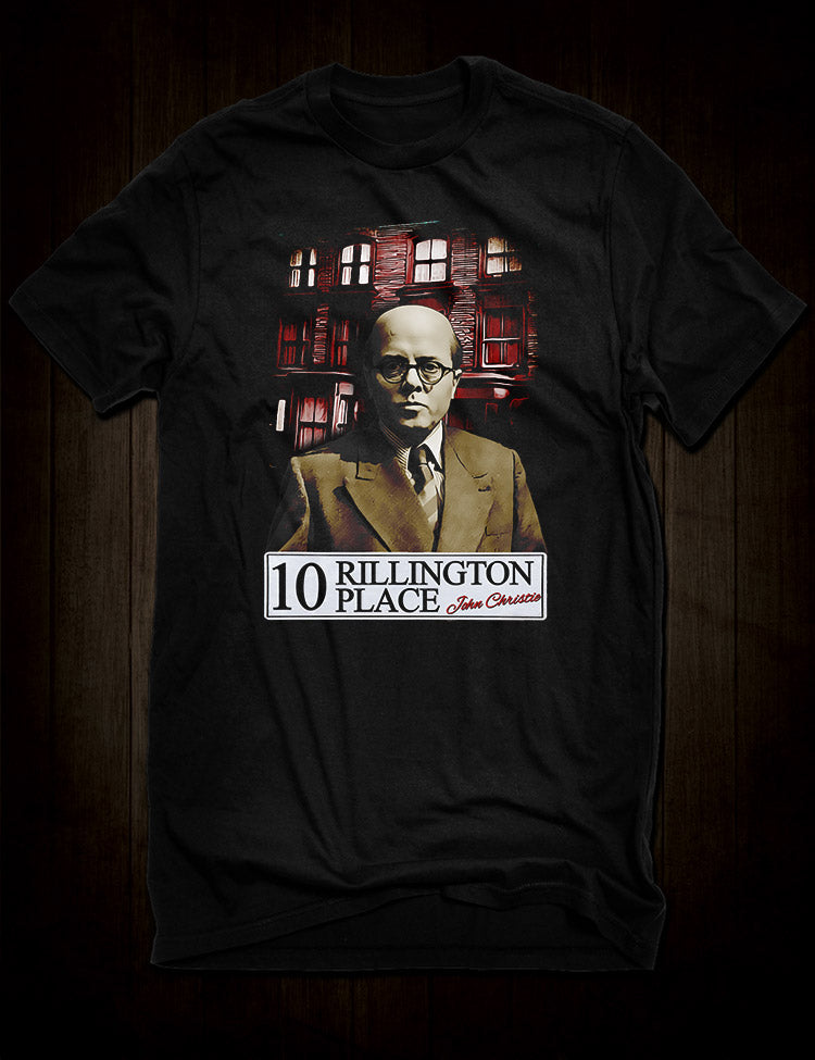 Classic Movie Thriller 10 Rillington Place T-Shirt featuring Richard Attenborough as Killer John Christie