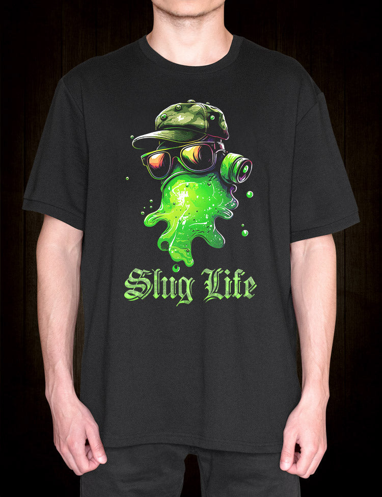 A stylish representation of the 'Thug Life' mentality, featuring a cartoon slug and the title 'Slug Life'