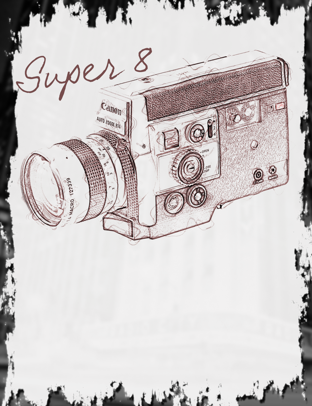 White Super 8 Camera Design Tee Design