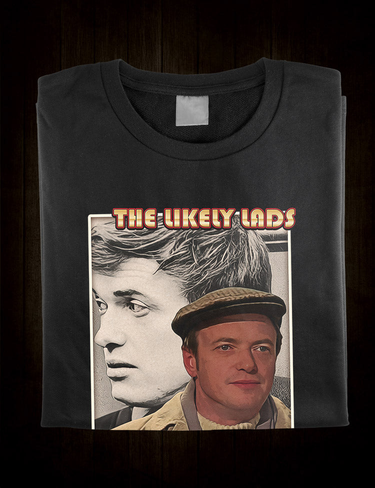 Black t-shirt featuring a graphic of Terry Collier from the classic British sitcom 'The Likely Lads.'