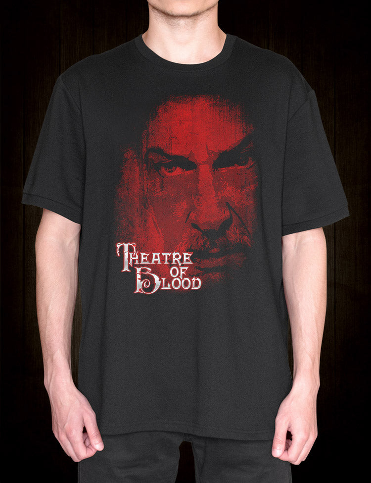 A stylish and unique t-shirt that captures the macabre humor and eerie atmosphere of "Theatre of Blood."