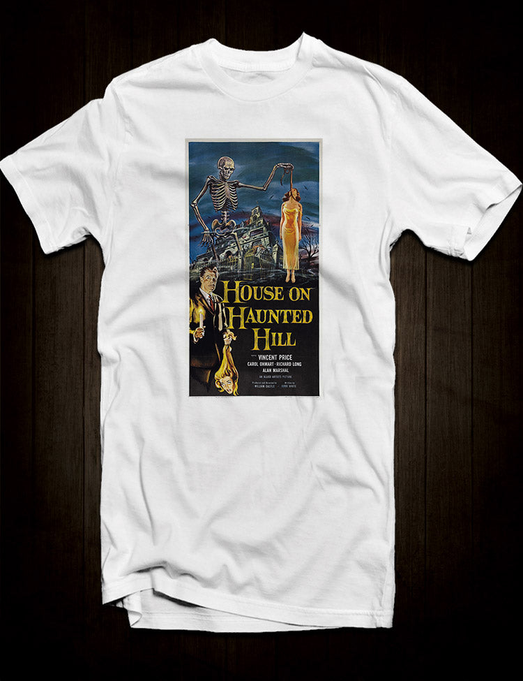 House on Haunted Hill t-shirt with a creepy and eerie design