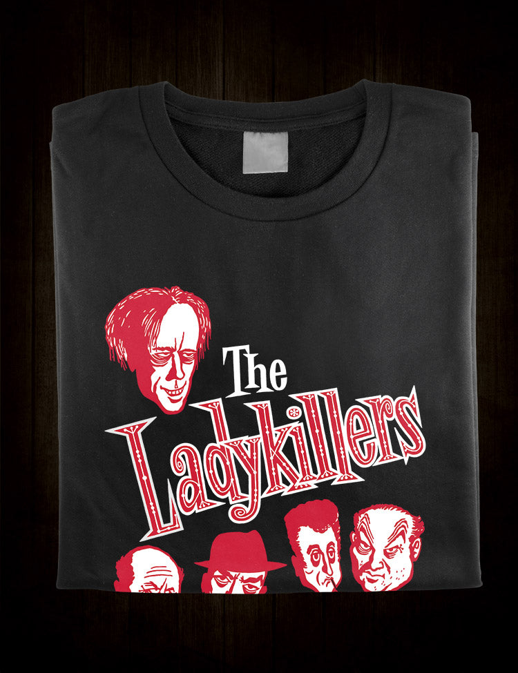 Vintage-style t-shirt with a classic design inspired by the iconic Ealing Studios comedy 'The Ladykillers', perfect for film enthusiasts and comedy fans