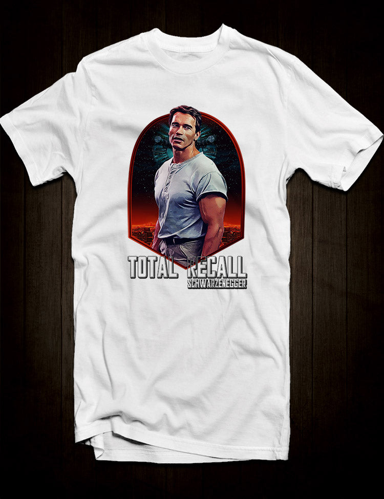 White Total Recall T-Shirt Schwarzenegger