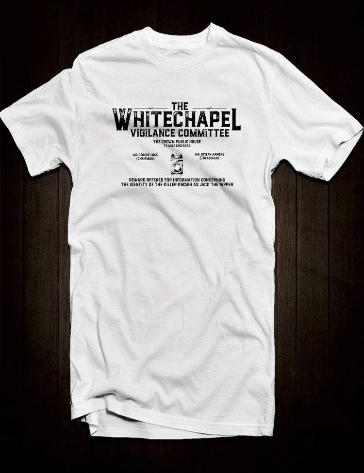 White Jack The Ripper Whitechapel Vigilance Committee T-Shirt